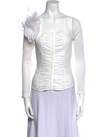 Anne Fontaine Square Neckline Long Sleeve Top