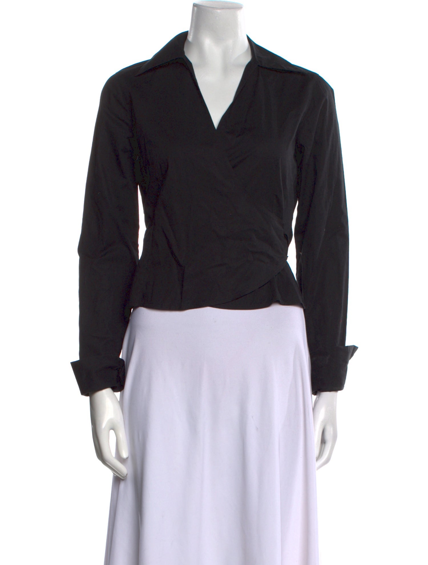 Anne Fontaine V-Neck Long Sleeve Crop Top