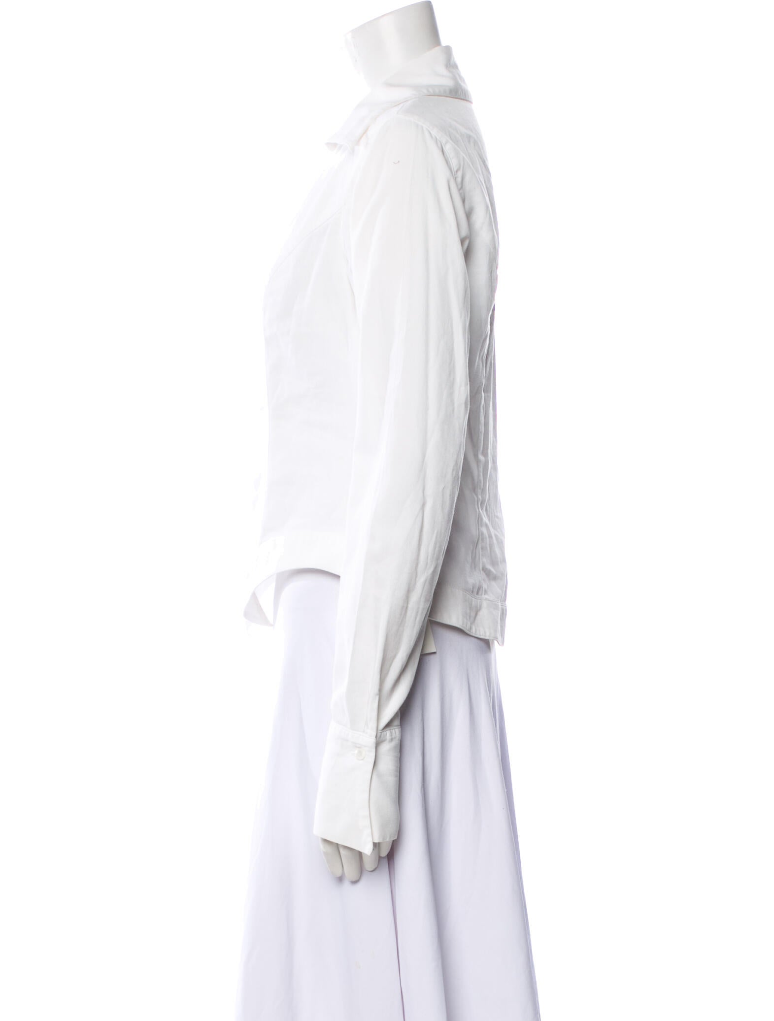 Anne Fontaine V-Neck Long Sleeve Crop Top