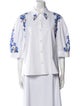 Anne Fontaine Graphic Print Three-Quarter Sleeve Button-Up Top