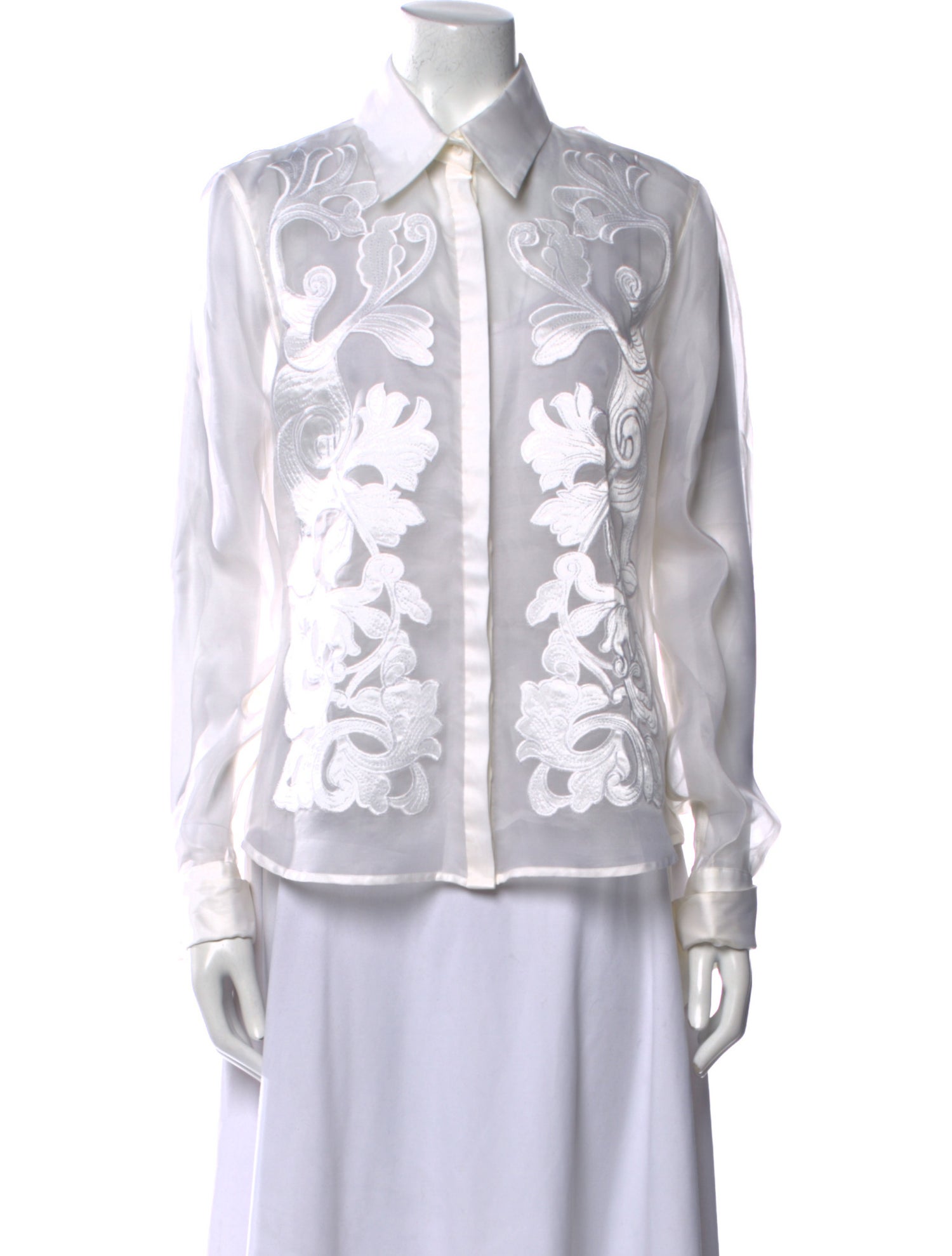 Anne Fontaine Silk Printed Button-Up Top