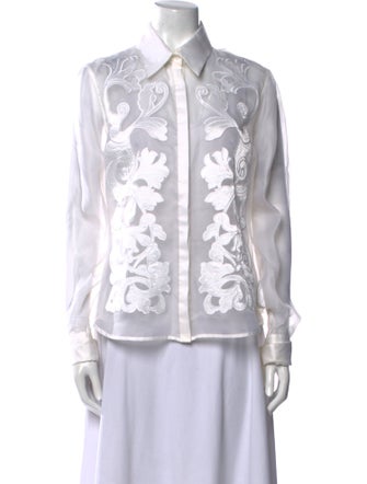 Anne Fontaine Silk Printed Button-Up Top