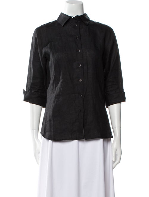 Anne Fontaine Linen Three-Quarter Sleeve Button-Up Top