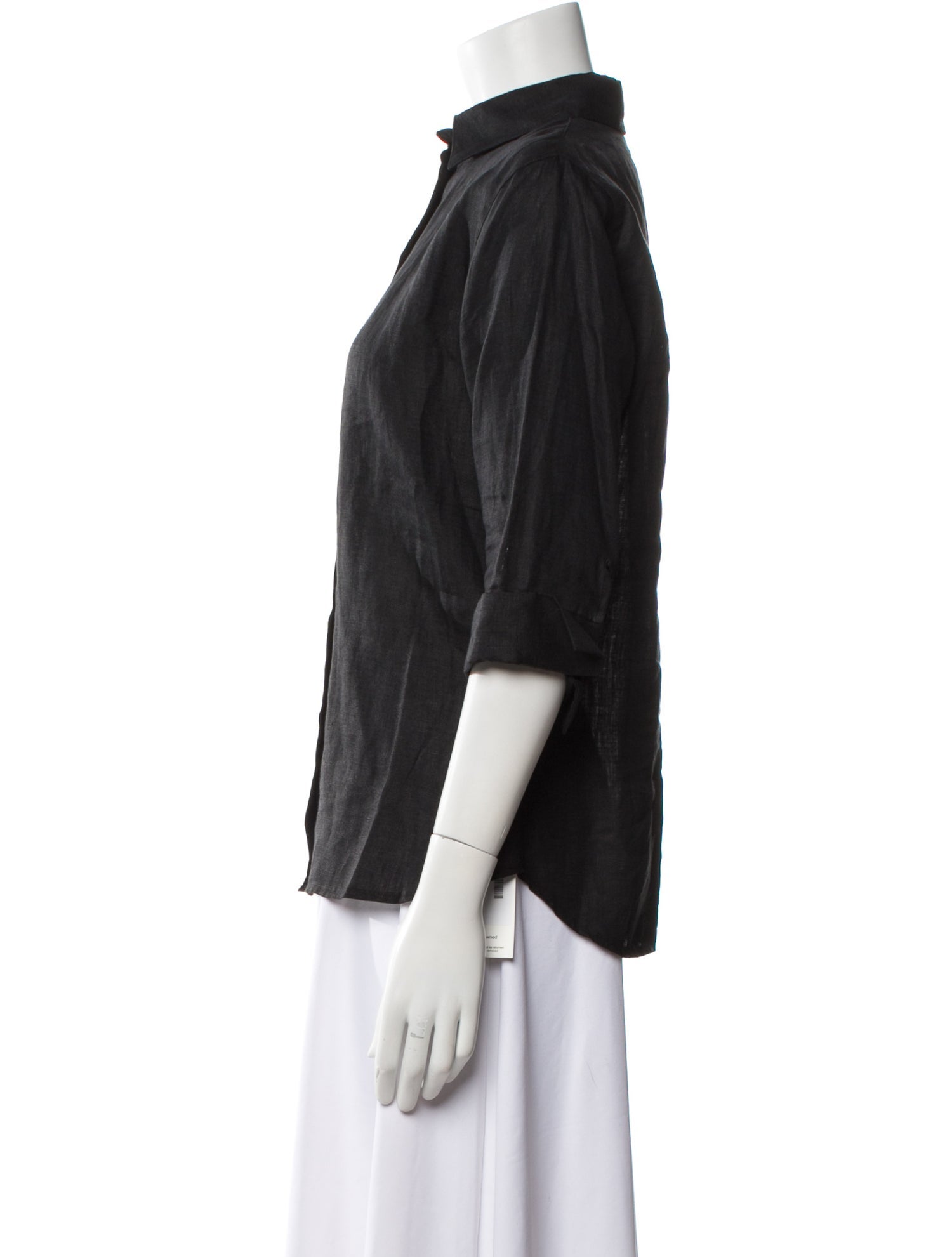 Anne Fontaine Linen Three-Quarter Sleeve Button-Up Top