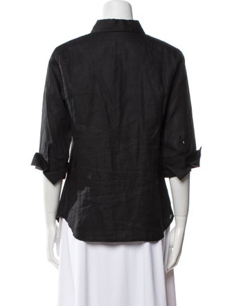 Anne Fontaine Linen Three-Quarter Sleeve Button-Up Top
