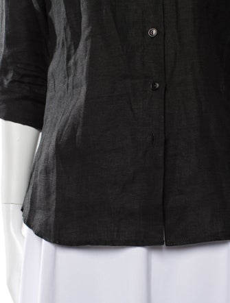 Anne Fontaine Linen Three-Quarter Sleeve Button-Up Top