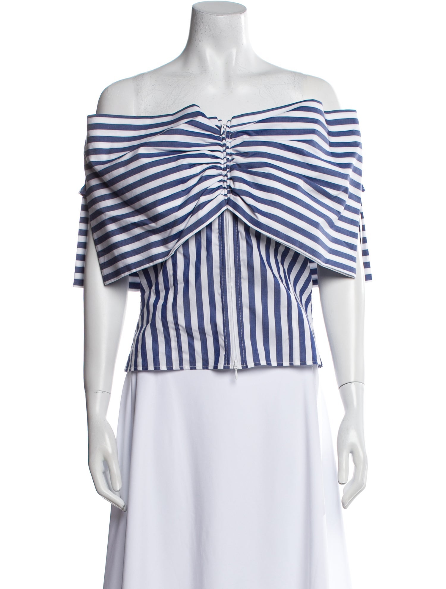 Anne Fontaine Striped Off-The-Shoulder Crop Top w/ Tags