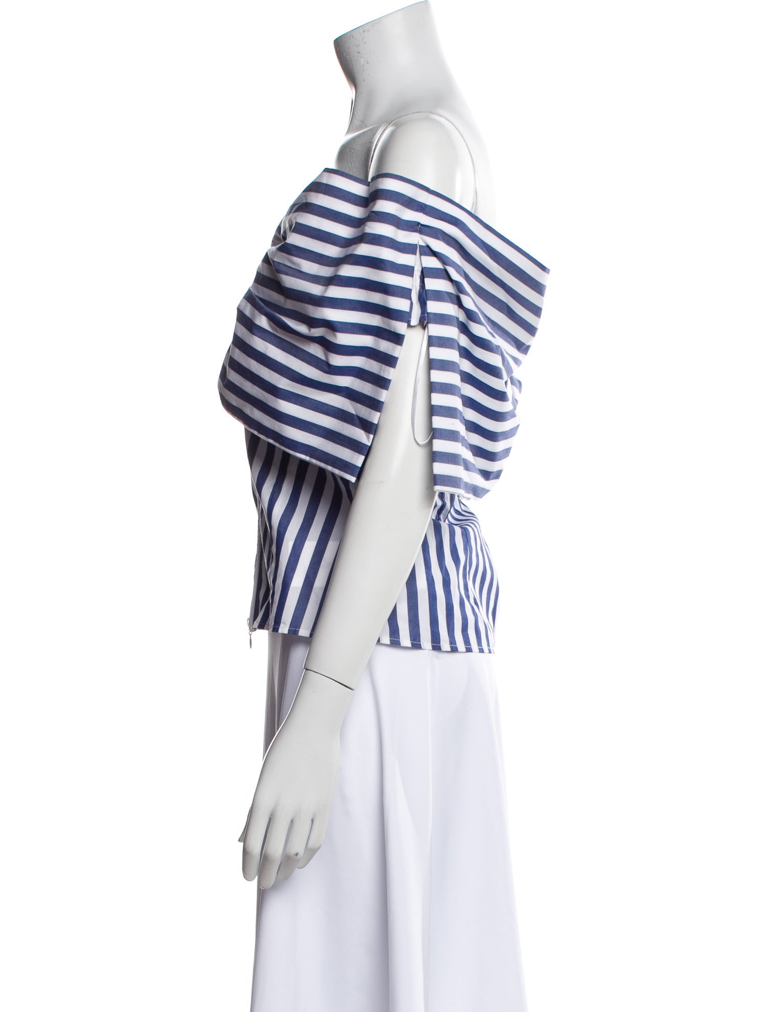 Anne Fontaine Striped Off-The-Shoulder Crop Top w/ Tags