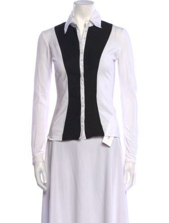 Anne Fontaine Striped Long Sleeve Button-Up Top