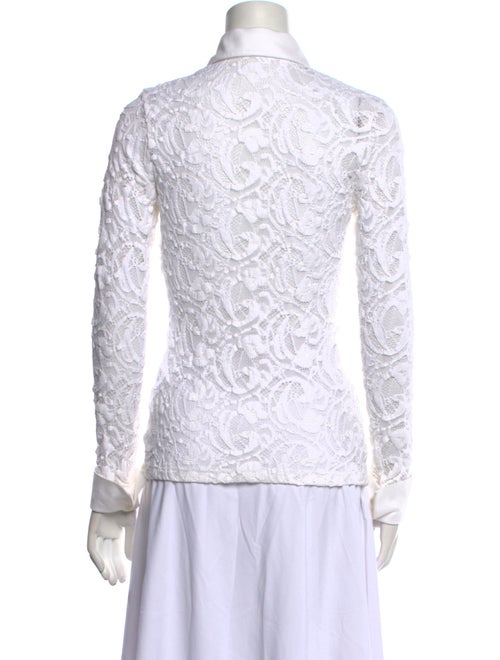 Anne Fontaine Lace Pattern Long Sleeve Button-Up Top