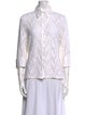Anne Fontaine Lace Pattern Three-Quarter Sleeve Button-Up Top