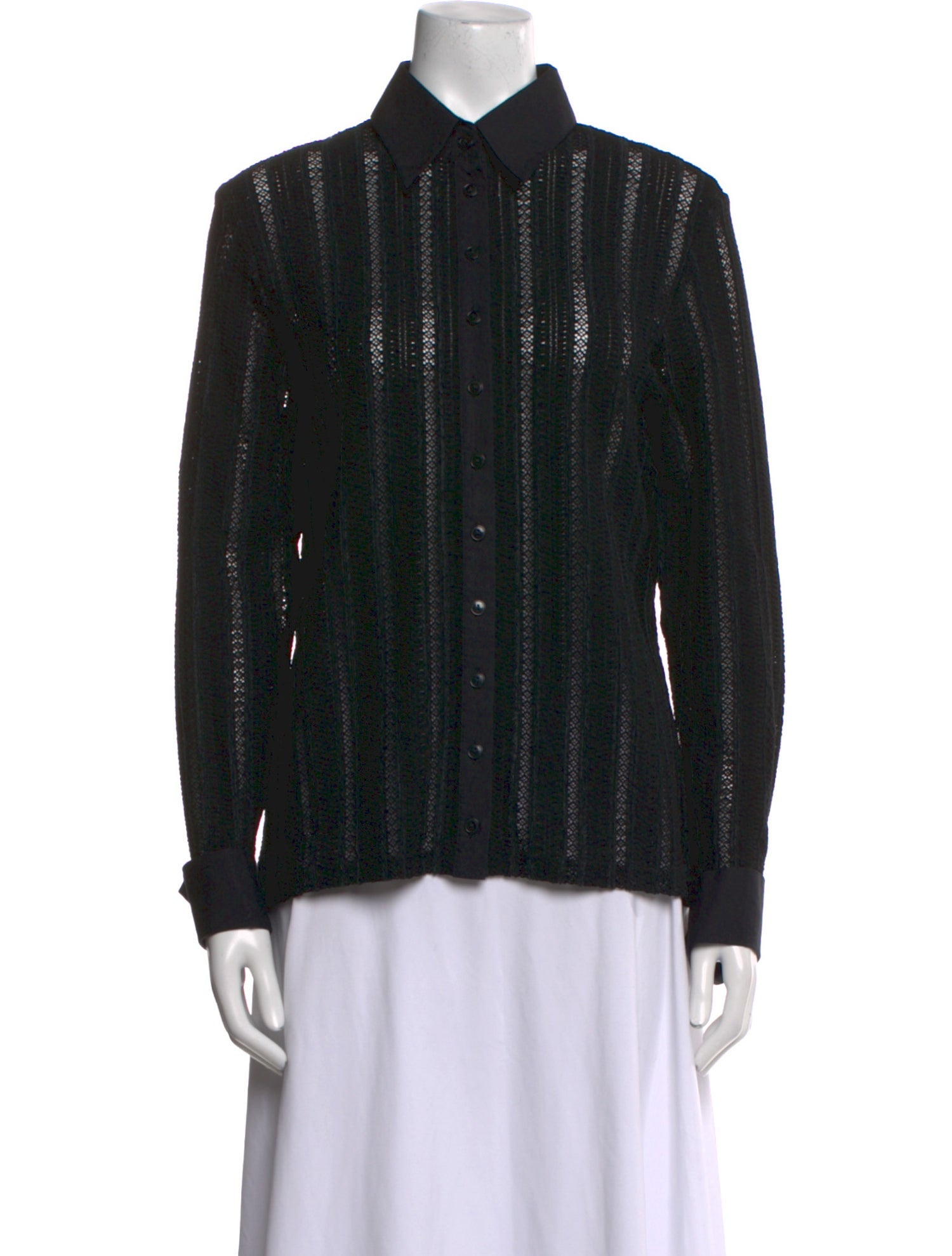 Anne Fontaine Striped Long Sleeve Button-Up Top