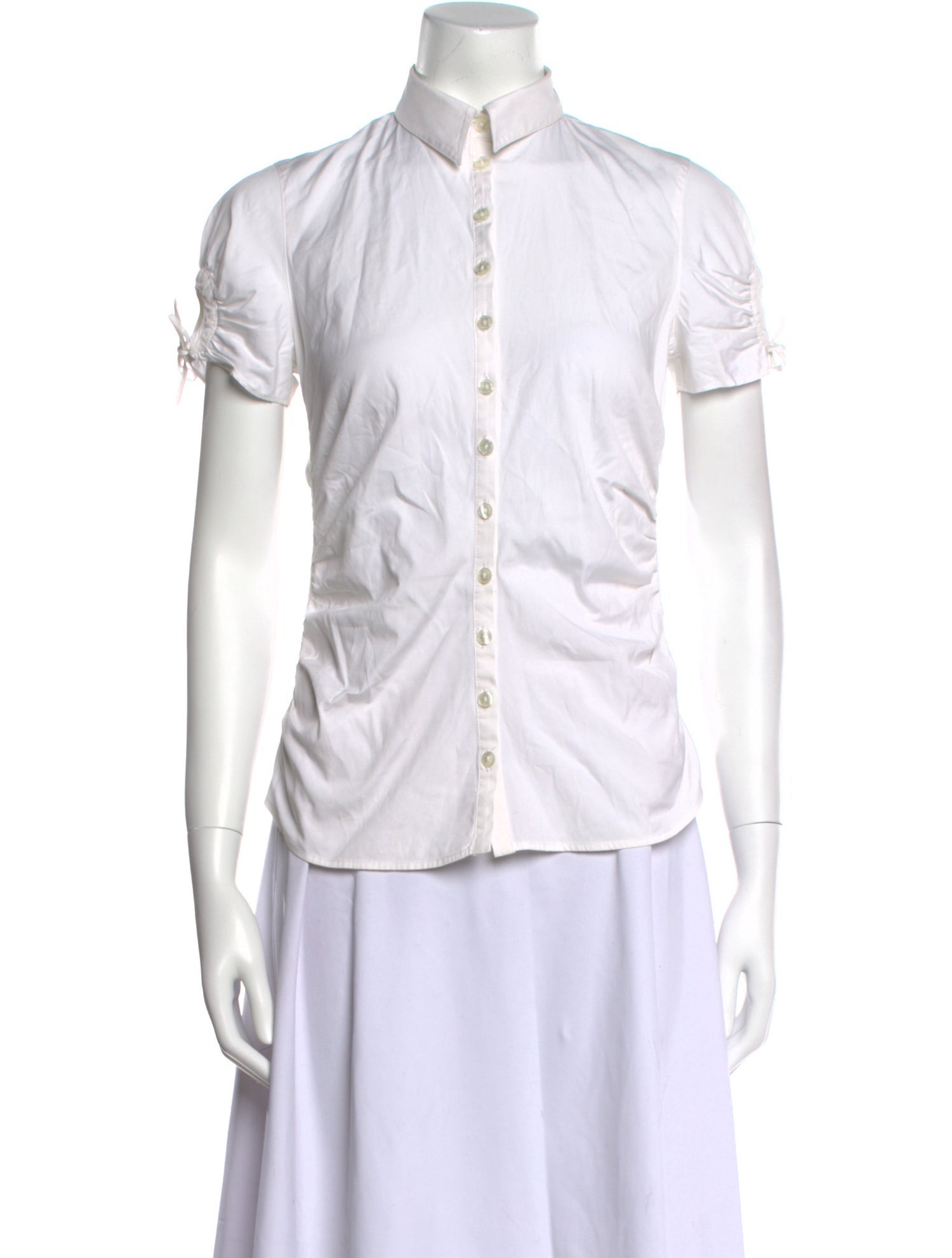 Anne Fontaine Short Sleeve Button-Up Top