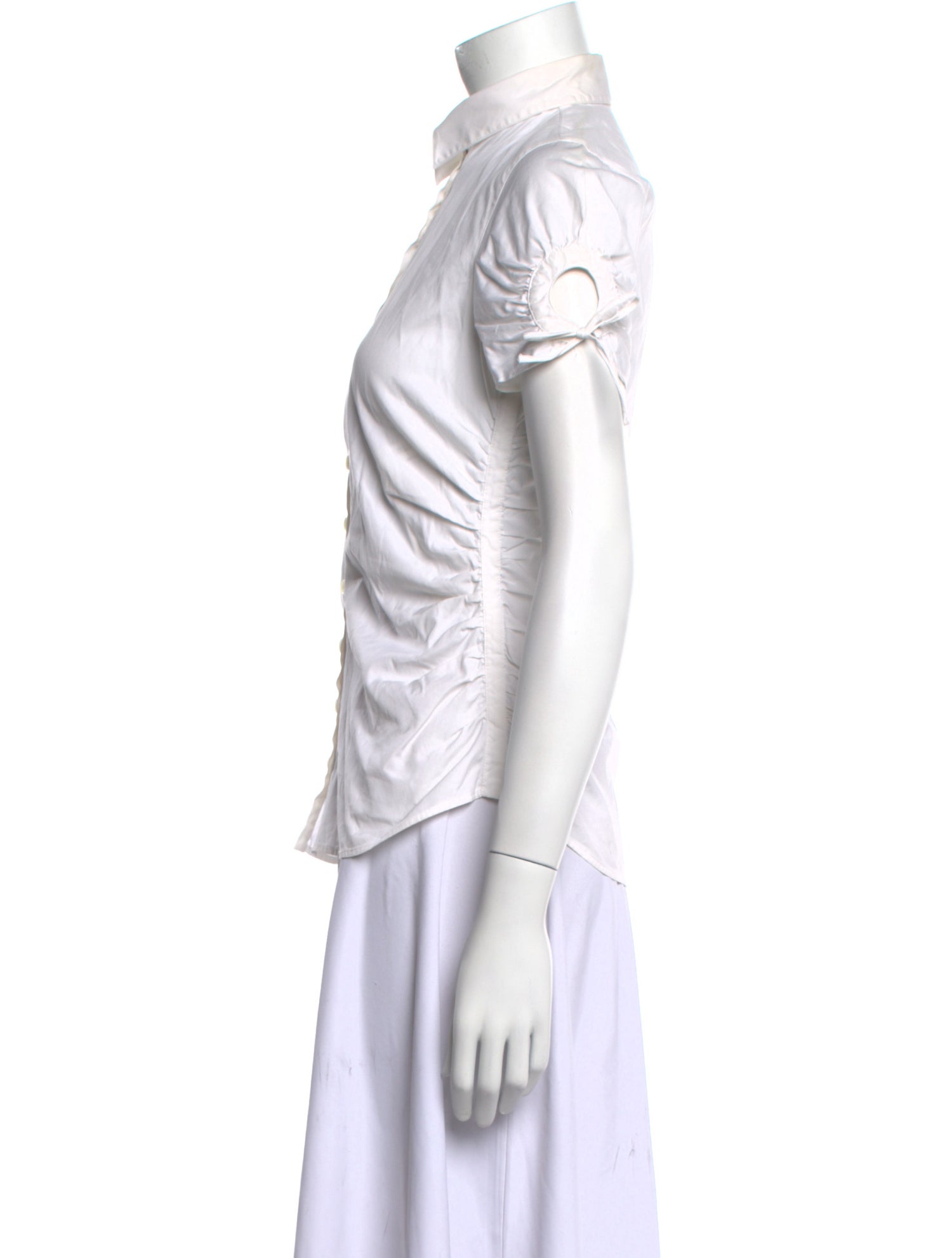 Anne Fontaine Short Sleeve Button-Up Top