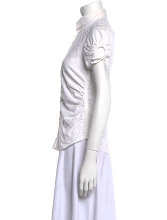 Anne Fontaine Short Sleeve Button-Up Top