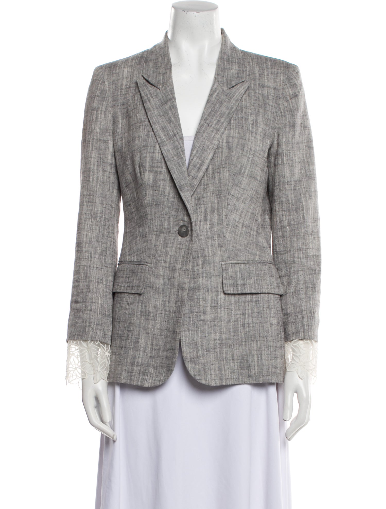 Anne Fontaine Linen Plaid Print Blazer