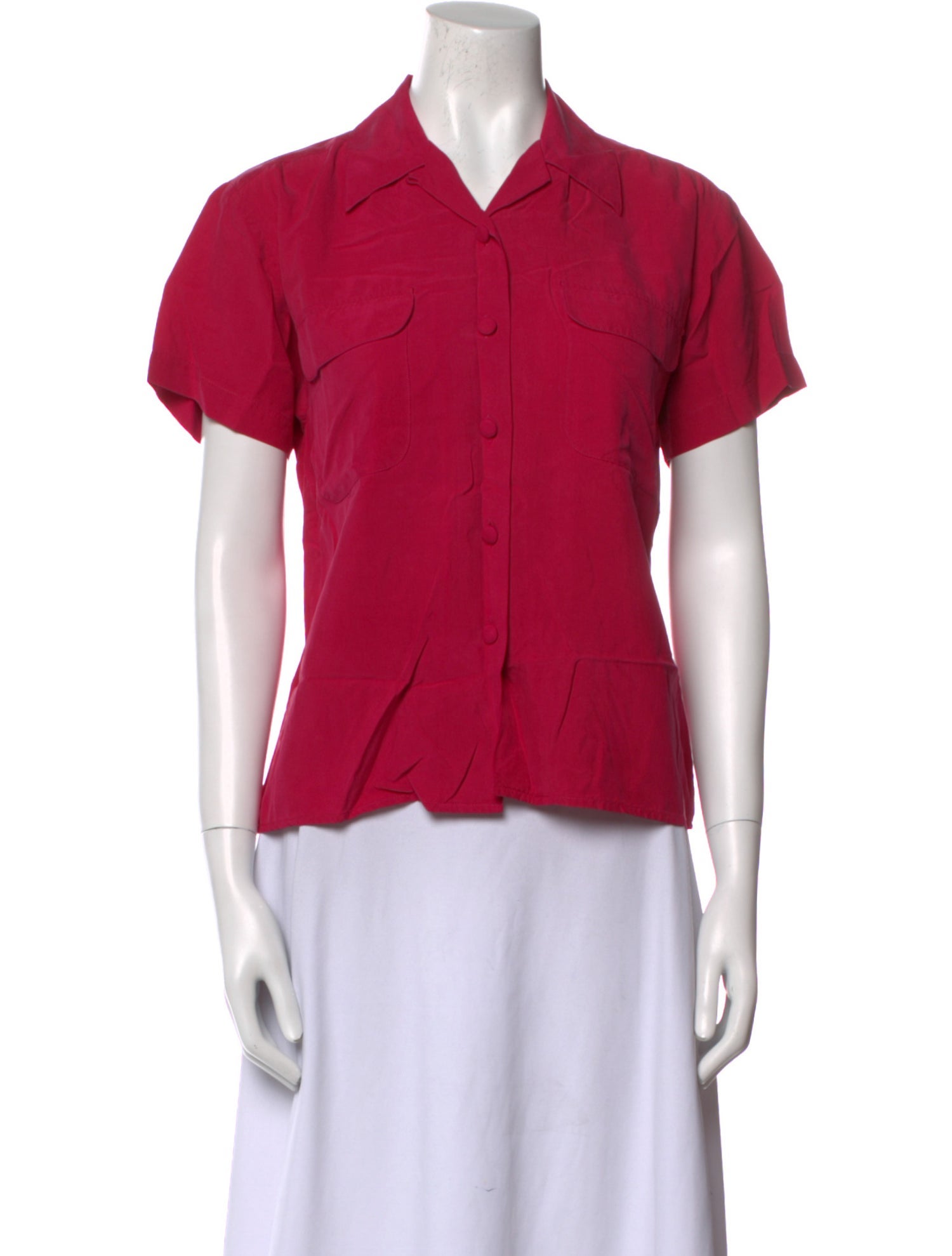 Anne Fontaine Silk Short Sleeve Button-Up Top w/ Tags