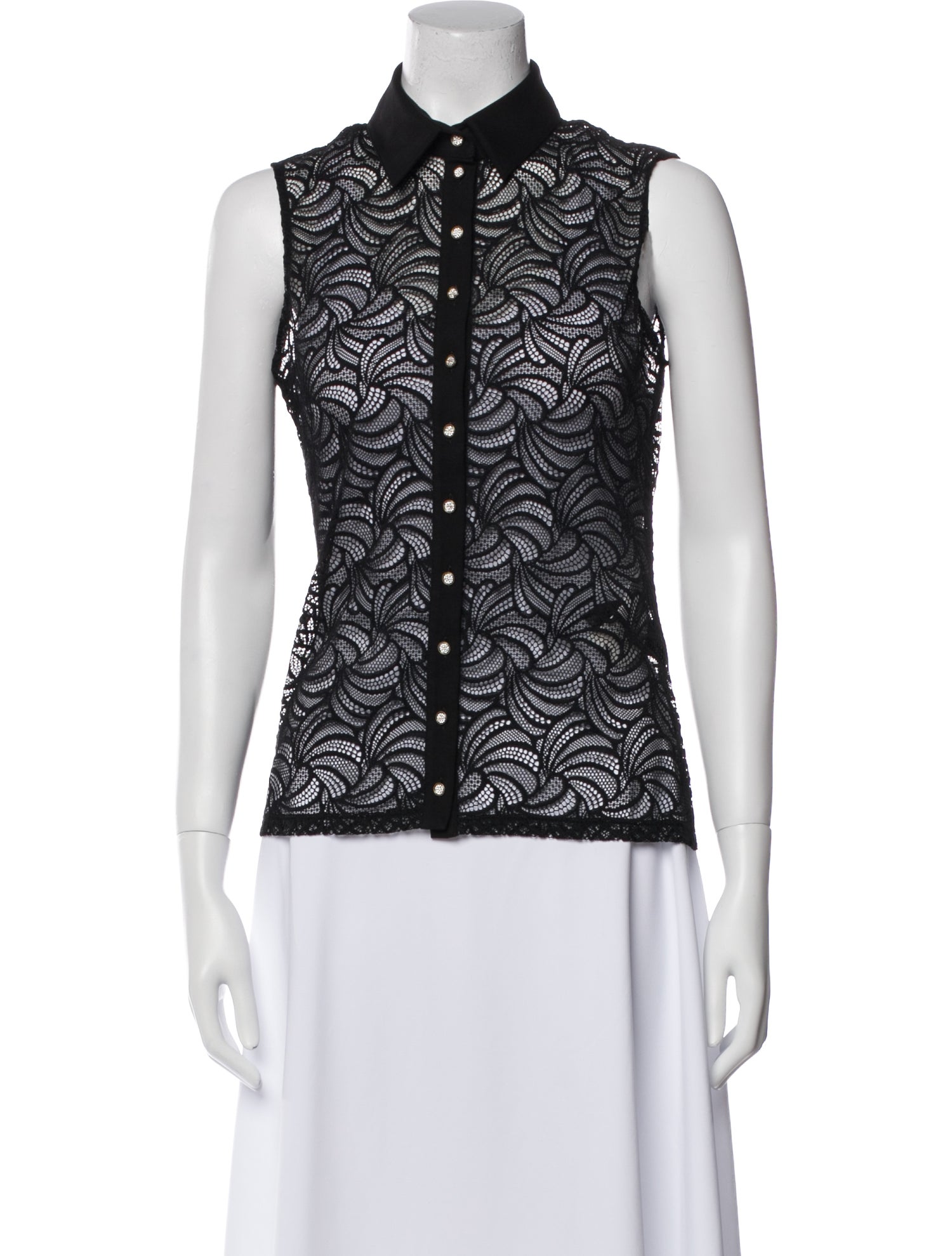 Anne Fontaine Lace Pattern Sleeveless Top