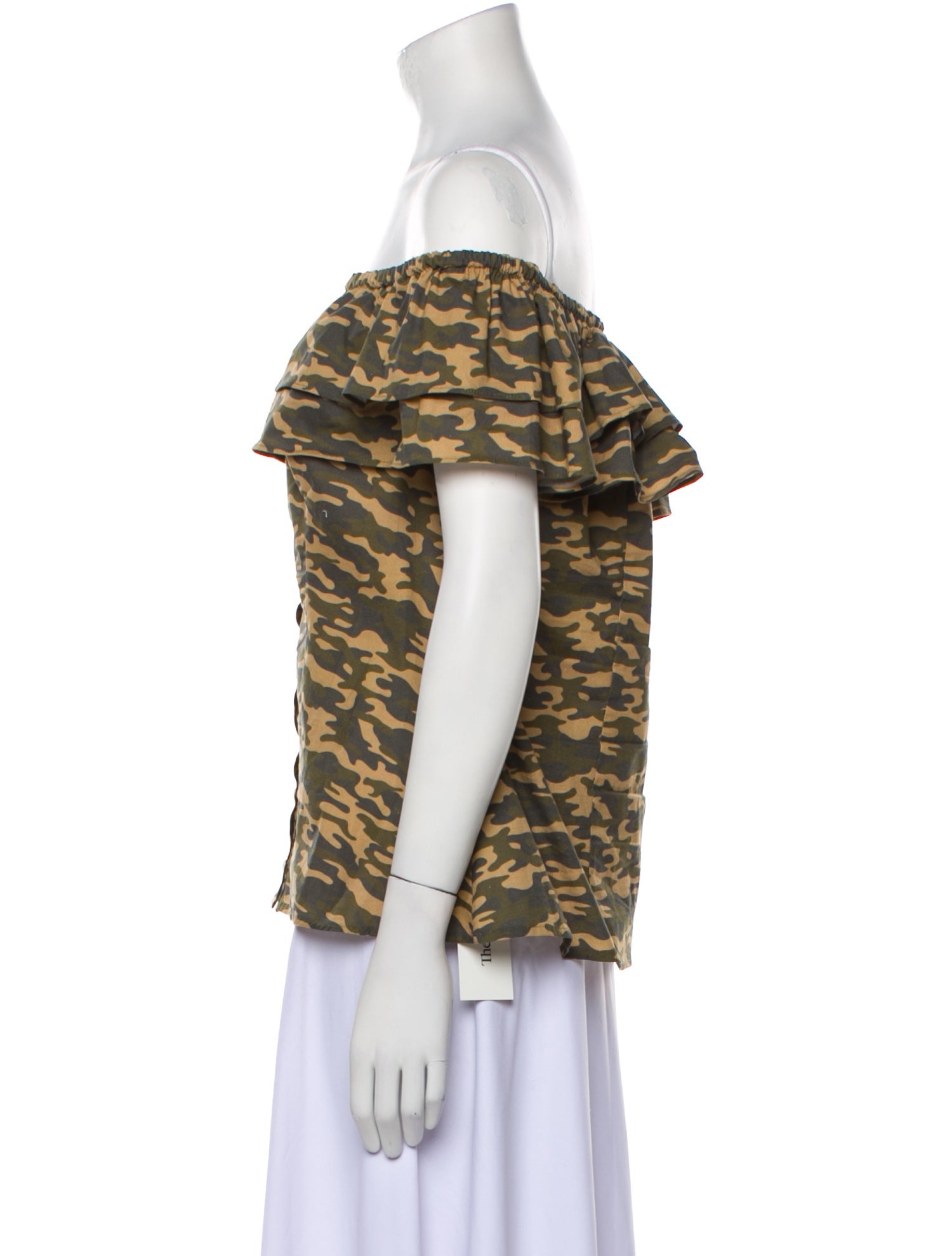 Anne Fontaine Camouflage Print Off-The-Shoulder Top