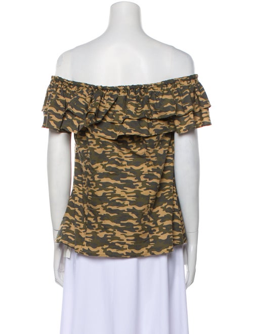 Anne Fontaine Camouflage Print Off-The-Shoulder Top
