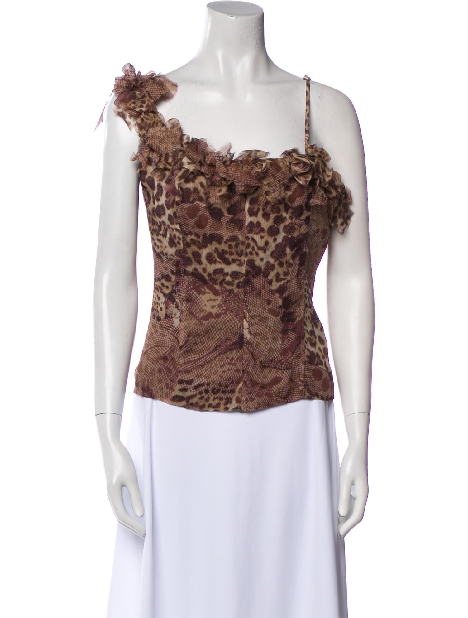 Anne Fontaine Silk Animal Print Top