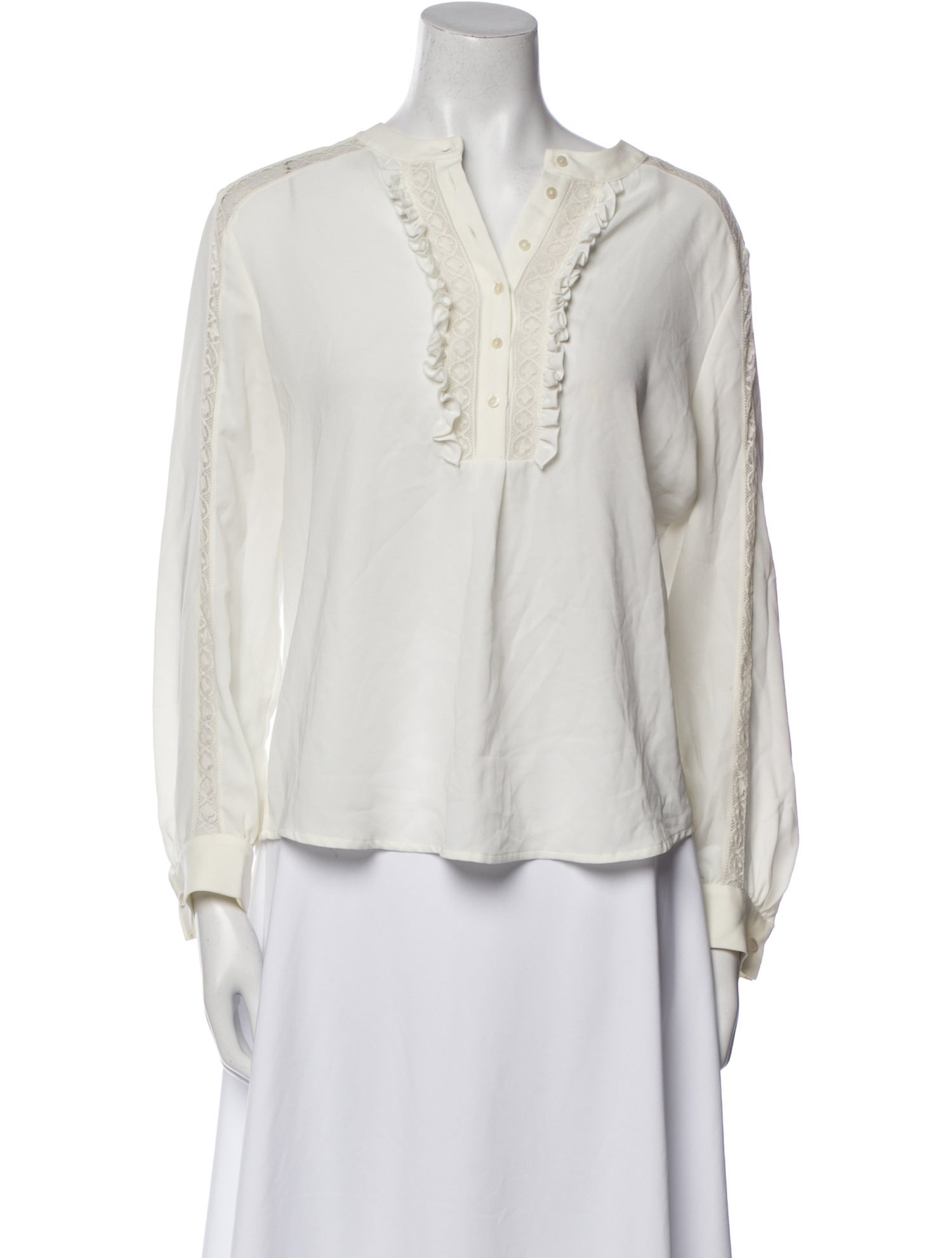 Anne Fontaine V-Neck Long Sleeve Blouse