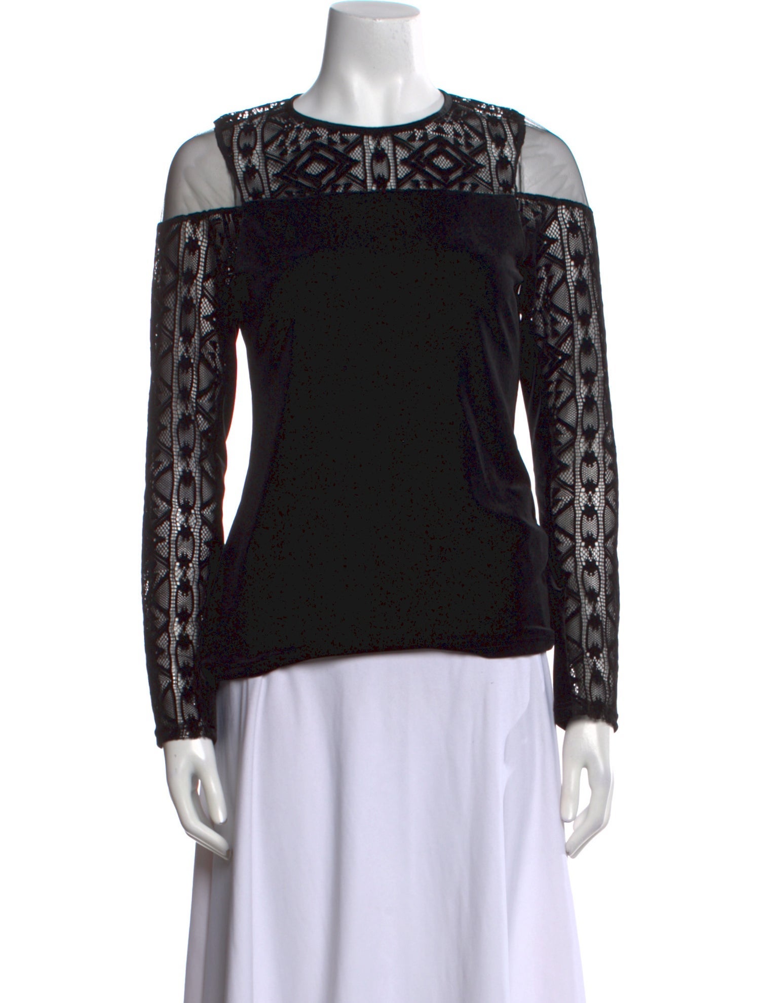 Anne Fontaine Lace Pattern Crew Neck Top