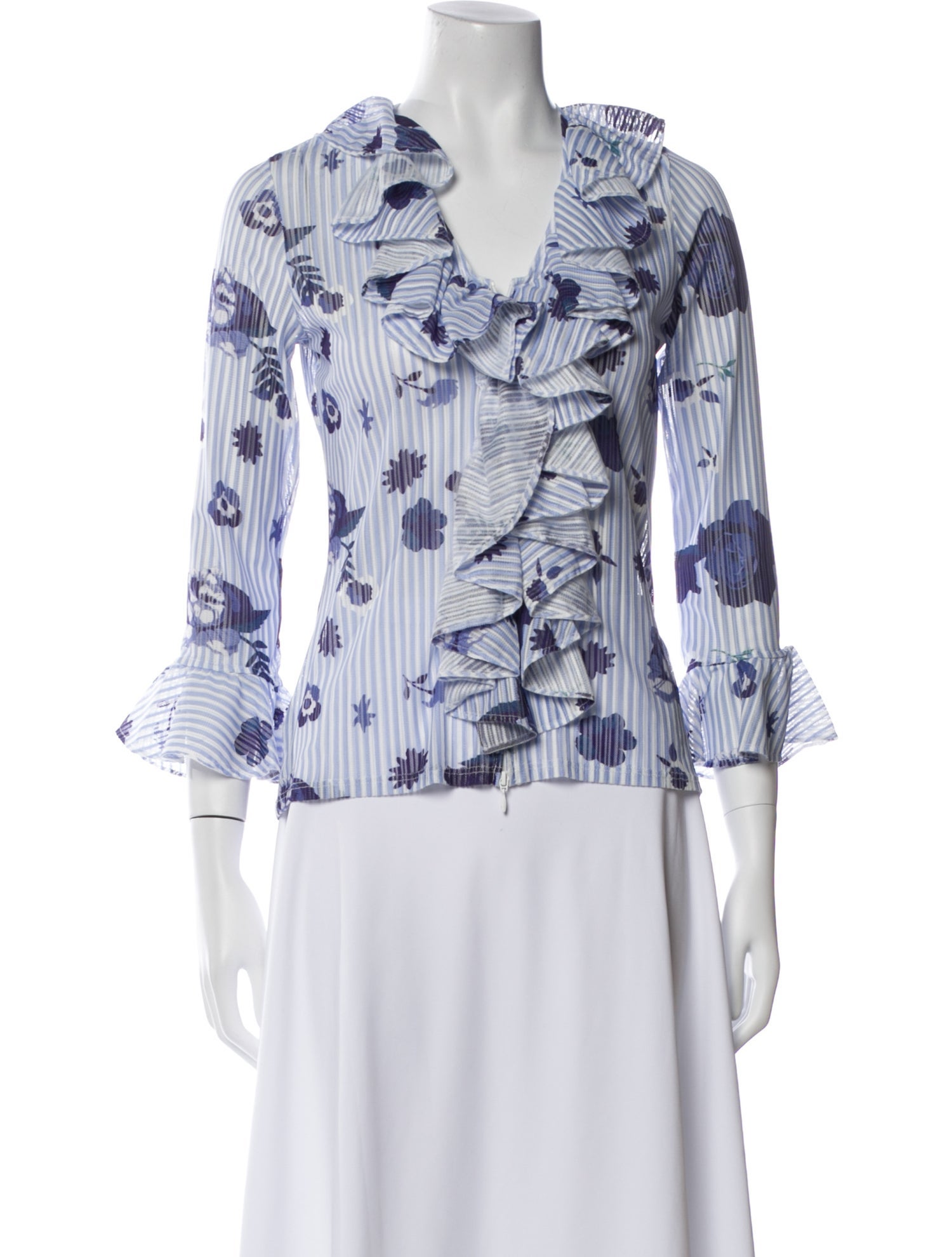Anne Fontaine Printed V-Neck Blouse