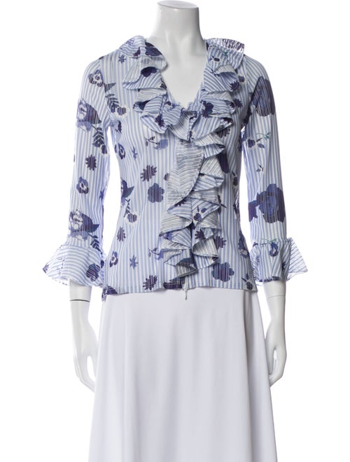 Anne Fontaine Printed V-Neck Blouse