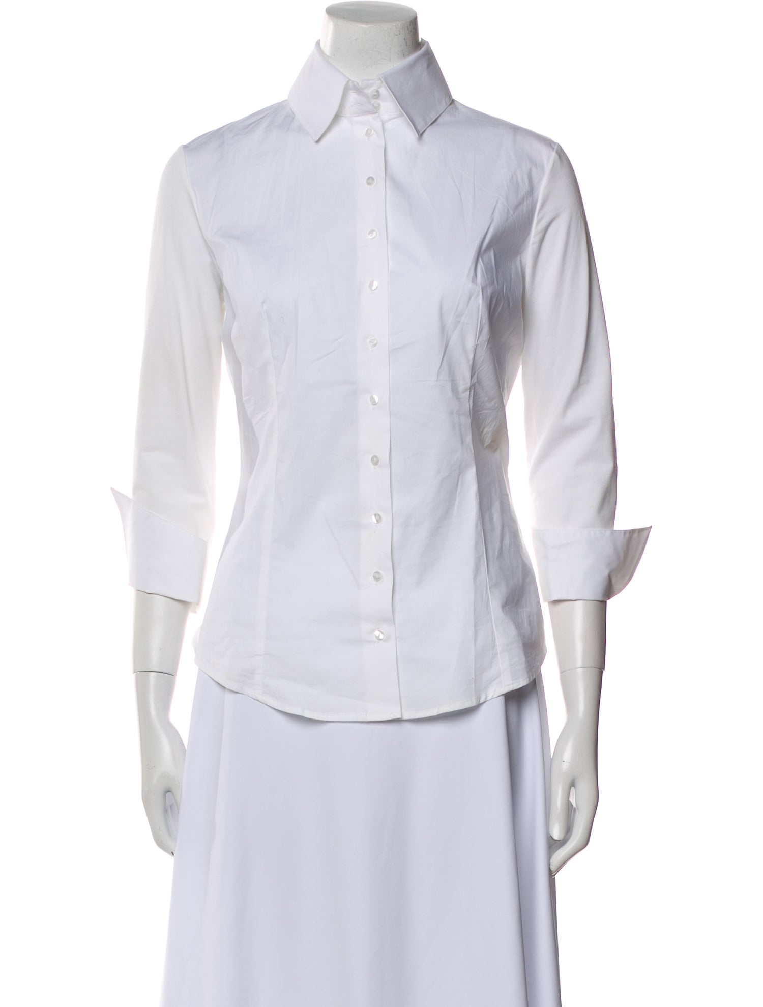 Anne Fontaine Three-Quarter Sleeve Button-Up Top