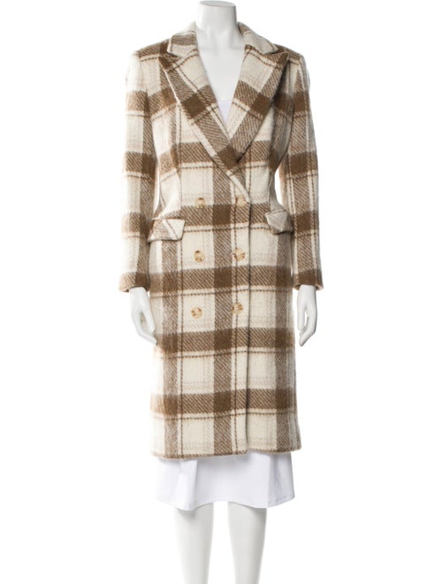 Anne Fontaine Wool Plaid Print Peacoat
