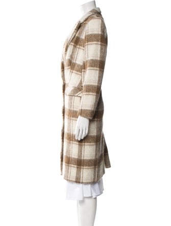 Anne Fontaine Wool Plaid Print Peacoat