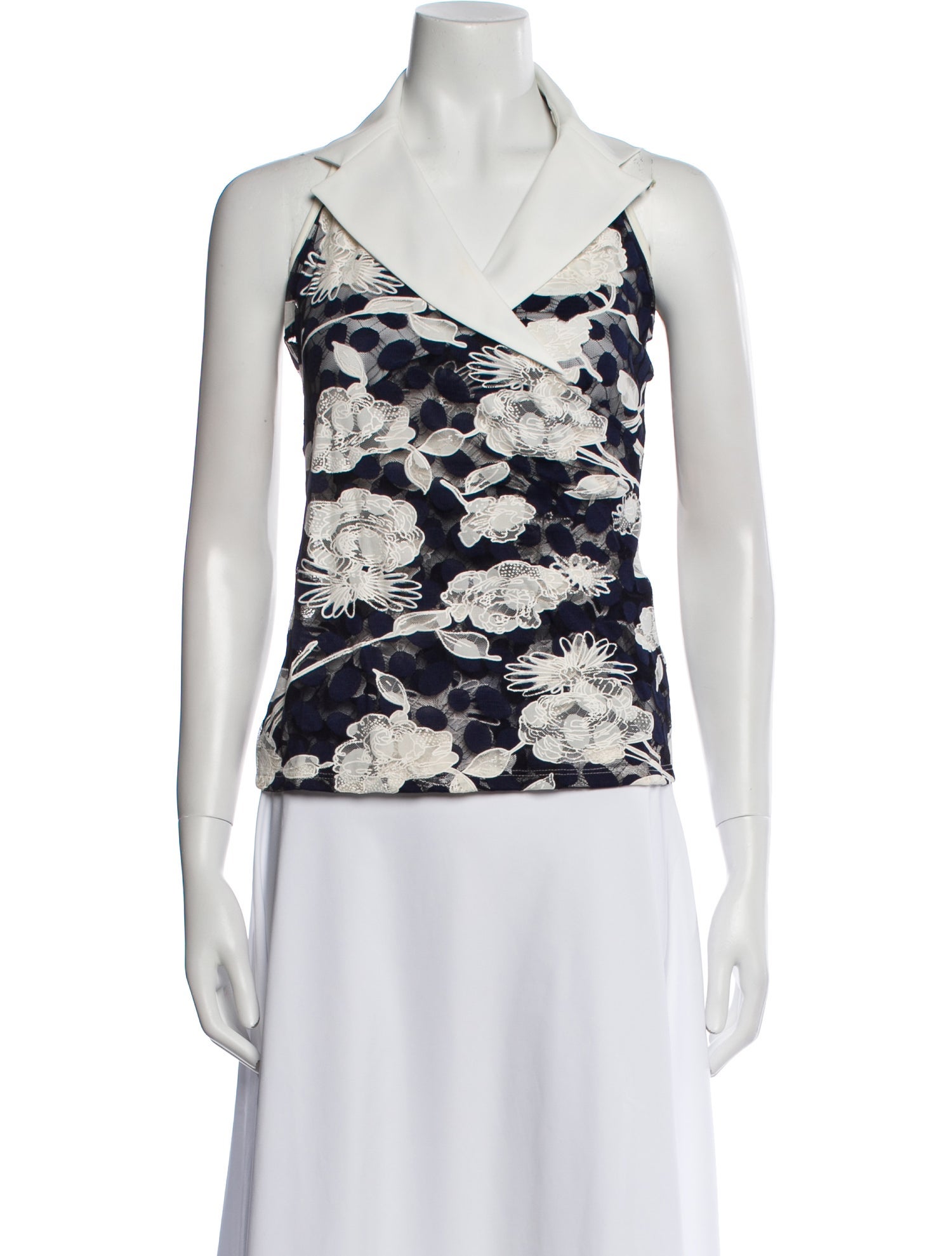 Anne Fontaine Floral Print V-Neck Top