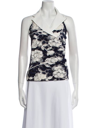 Anne Fontaine Floral Print V-Neck Top