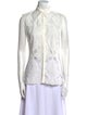 Anne Fontaine Lace Pattern Mock Neck Button-Up Top