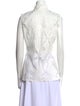 Anne Fontaine Lace Pattern Mock Neck Button-Up Top