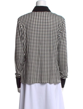Anne Fontaine Houndstooth Print Long Sleeve Button-Up Top
