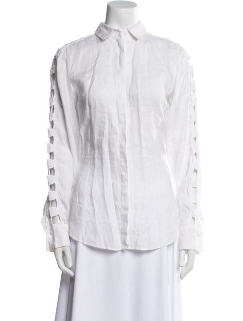 Anne Fontaine Linen Long Sleeve Button-Up Top