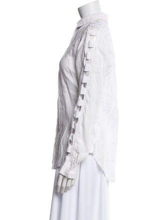 Anne Fontaine Linen Long Sleeve Button-Up Top