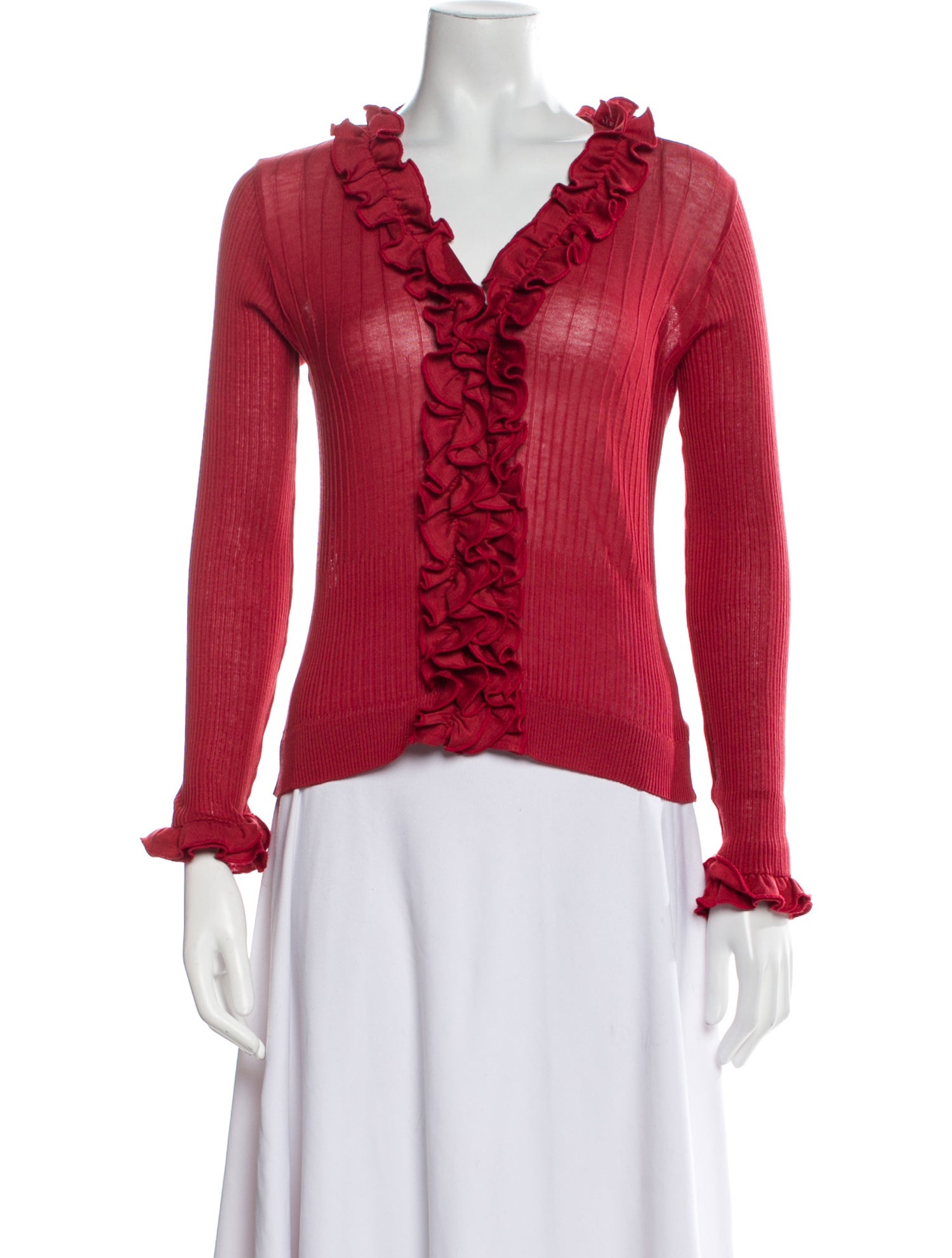 Anne Fontaine V-Neck Long Sleeve Top