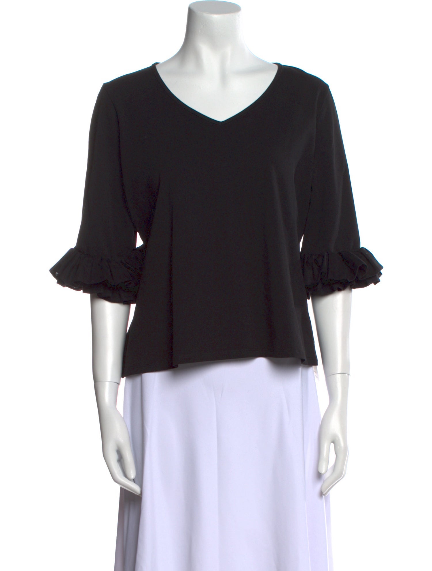Anne Fontaine V-Neck Three-Quarter Sleeve Top