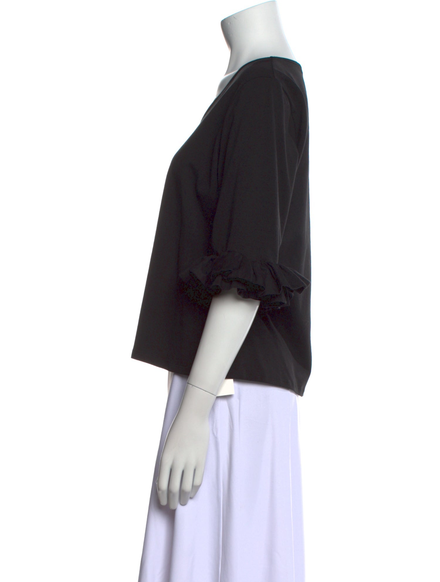 Anne Fontaine V-Neck Three-Quarter Sleeve Top