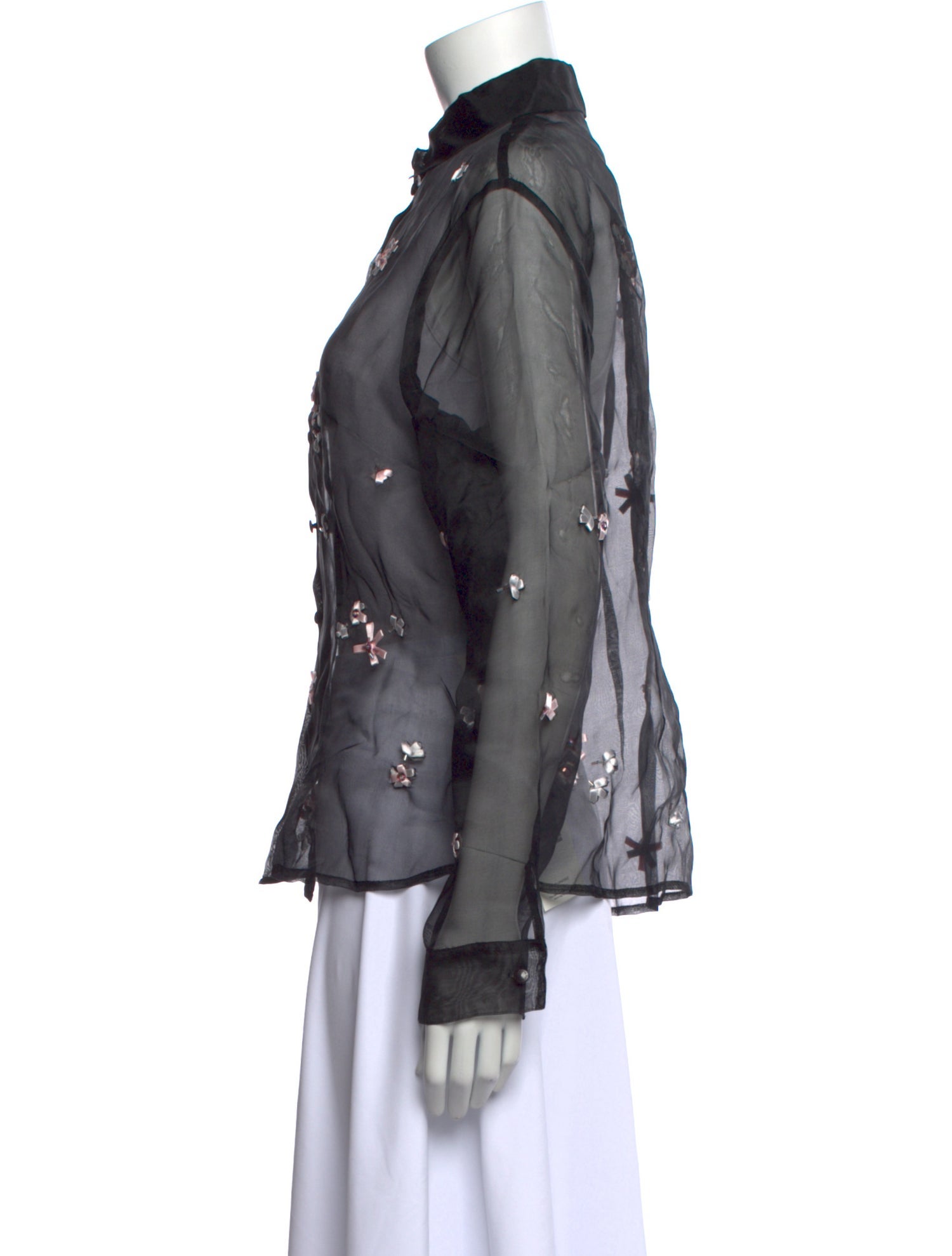 Anne Fontaine Silk Floral Print Button-Up Top