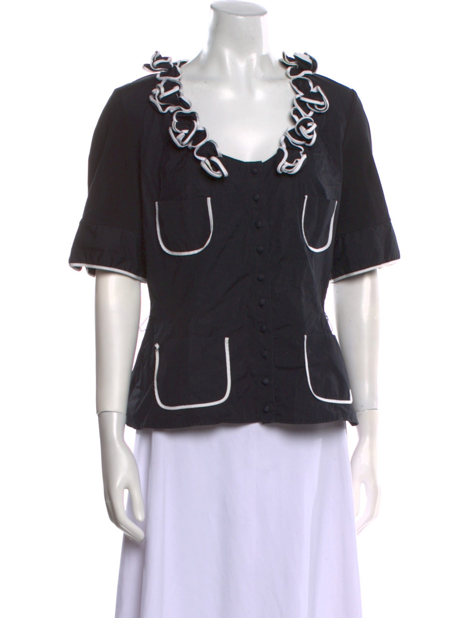 Anne Fontaine Scoop Neck Three-Quarter Sleeve Top