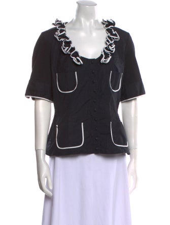 Anne Fontaine Scoop Neck Three-Quarter Sleeve Top