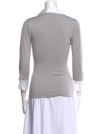 Anne Fontaine V-Neck Three-Quarter Sleeve Polo