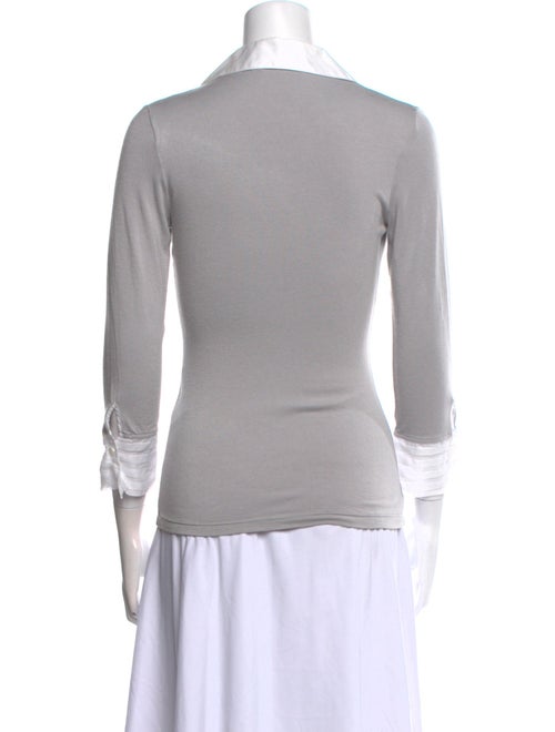 Anne Fontaine V-Neck Three-Quarter Sleeve Polo