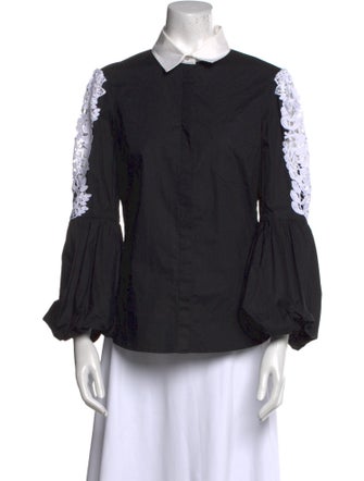 Anne Fontaine Three-Quarter Sleeve Button-Up Top
