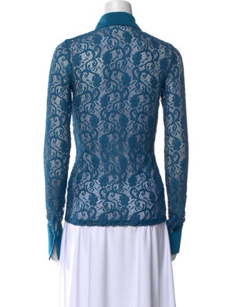 Anne Fontaine Lace Pattern Long Sleeve Button-Up Top