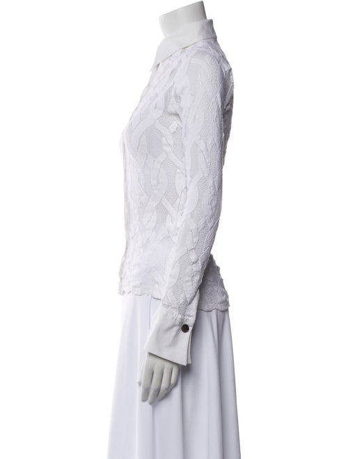 Anne Fontaine Lace Pattern Long Sleeve Button-Up Top